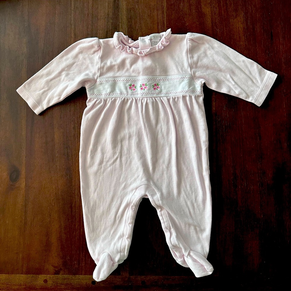 Kissy Kissy Classic Treasures pink stripe footie